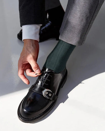 Vittorio Farina Men's Ribbed Shear Nylon Anklet Dress Socks - Suits You Sir - Hunter Green - 12