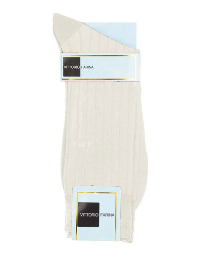 Vittorio Farina Men's Ribbed Shear Nylon Anklet Dress Socks - Suits You Sir - Ivory - 12