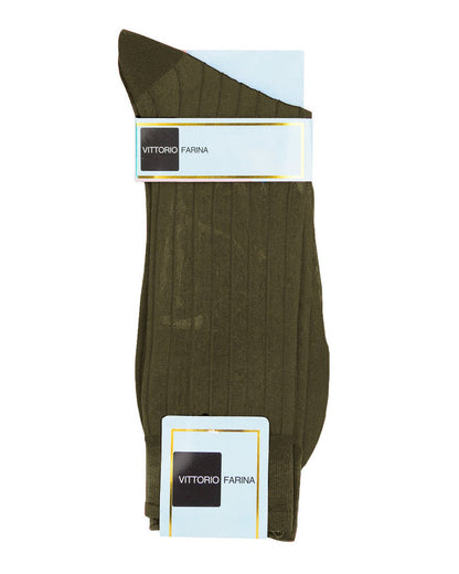 Vittorio Farina Men's Ribbed Shear Nylon Anklet Dress Socks - Suits You Sir - Olive Green - 3
