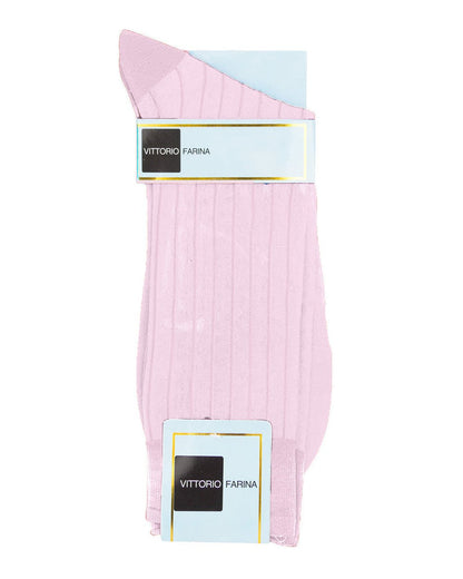 Vittorio Farina Men's Ribbed Shear Nylon Anklet Dress Socks - Suits You Sir - Pink - 3