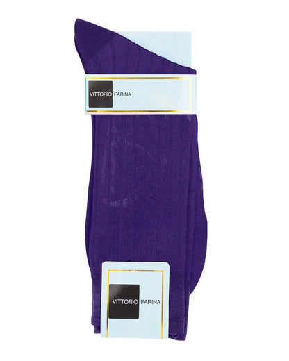 Vittorio Farina Men's Ribbed Shear Nylon Anklet Dress Socks - Suits You Sir - Purple - 12