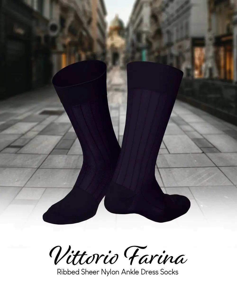 Vittorio Farina Men's Ribbed Shear Nylon Anklet Dress Socks - Suits You Sir - Purple - 12