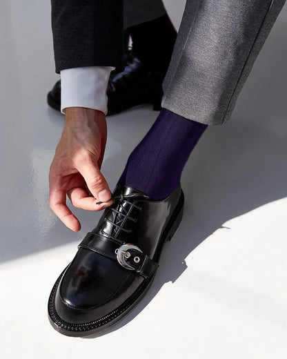 Vittorio Farina Men's Ribbed Shear Nylon Anklet Dress Socks - Suits You Sir - Purple - 12