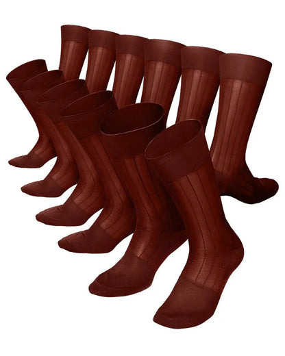 Vittorio Farina Men's Ribbed Shear Nylon Anklet Dress Socks - Suits You Sir - Rust Red - 12
