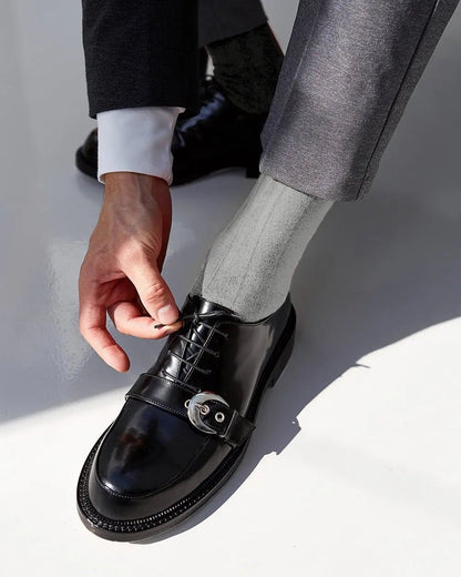 Vittorio Farina Men's Ribbed Shear Nylon Anklet Dress Socks - Suits You Sir - Silver - 12