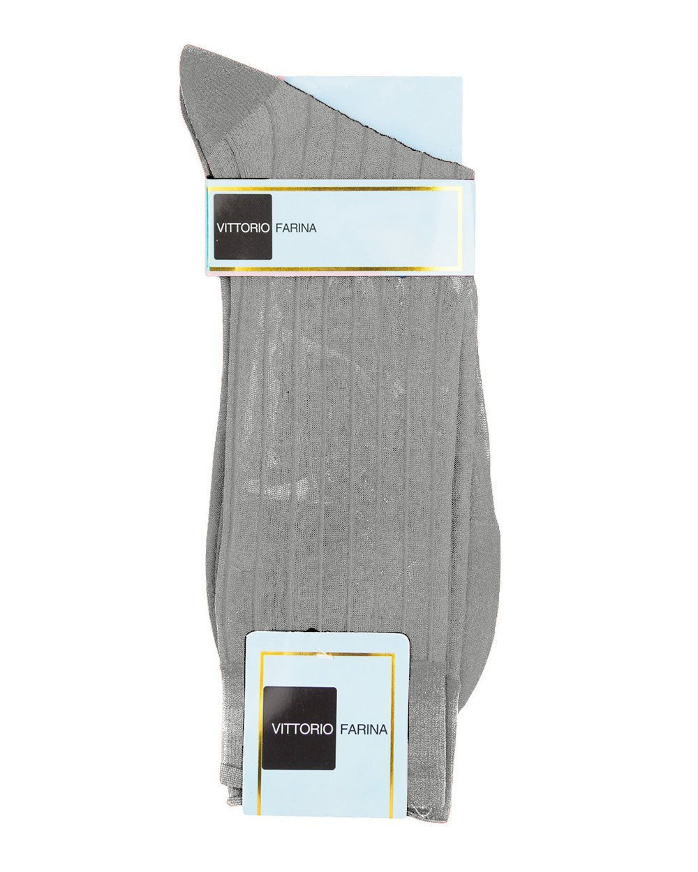 Vittorio Farina Men's Ribbed Shear Nylon Anklet Dress Socks - Suits You Sir - Silver - 3