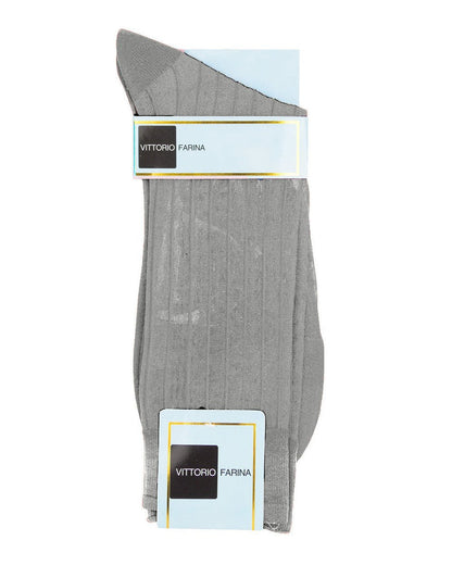 Vittorio Farina Men's Ribbed Shear Nylon Anklet Dress Socks - Suits You Sir - Silver - 3