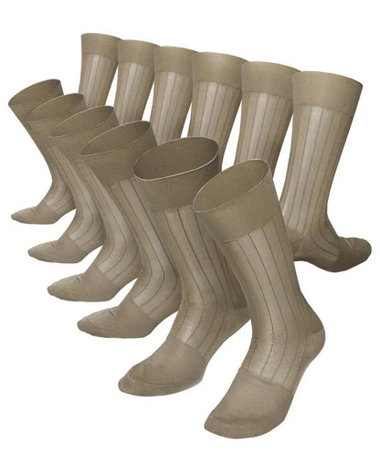 Vittorio Farina Men's Ribbed Shear Nylon Anklet Dress Socks - Suits You Sir - Taupe - 12