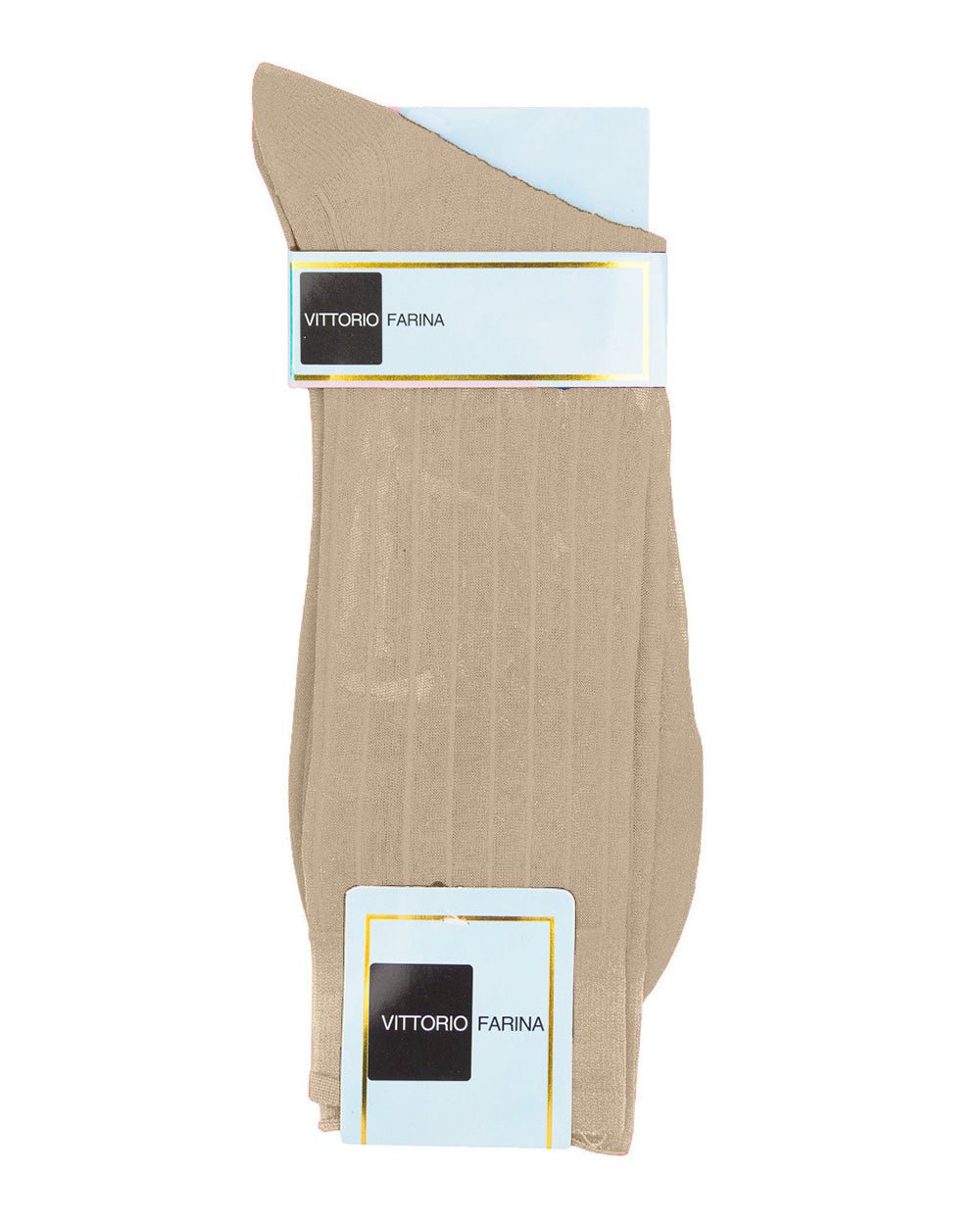 Vittorio Farina Men's Ribbed Shear Nylon Anklet Dress Socks - Suits You Sir - Taupe - 3