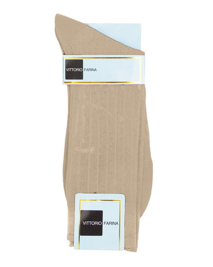 Vittorio Farina Men's Ribbed Shear Nylon Anklet Dress Socks - Suits You Sir - Taupe - 3