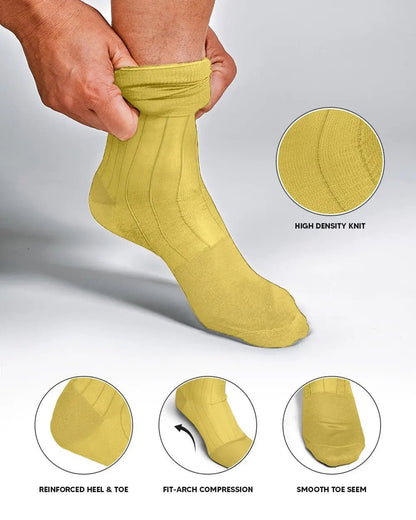 Vittorio Farina Men's Ribbed Shear Nylon Anklet Dress Socks - Suits You Sir - White - 12
