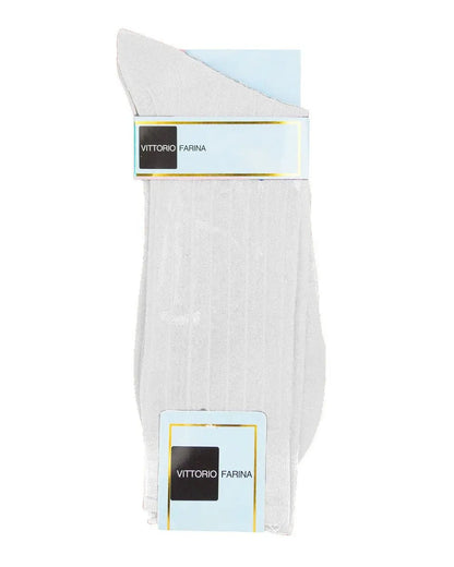 Vittorio Farina Men's Ribbed Shear Nylon Anklet Dress Socks - Suits You Sir - White - 12