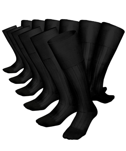 Vittorio Farina Men's Ribbed Shear Nylon Over The Calf Dress Socks - Suits You Sir - Black - 12