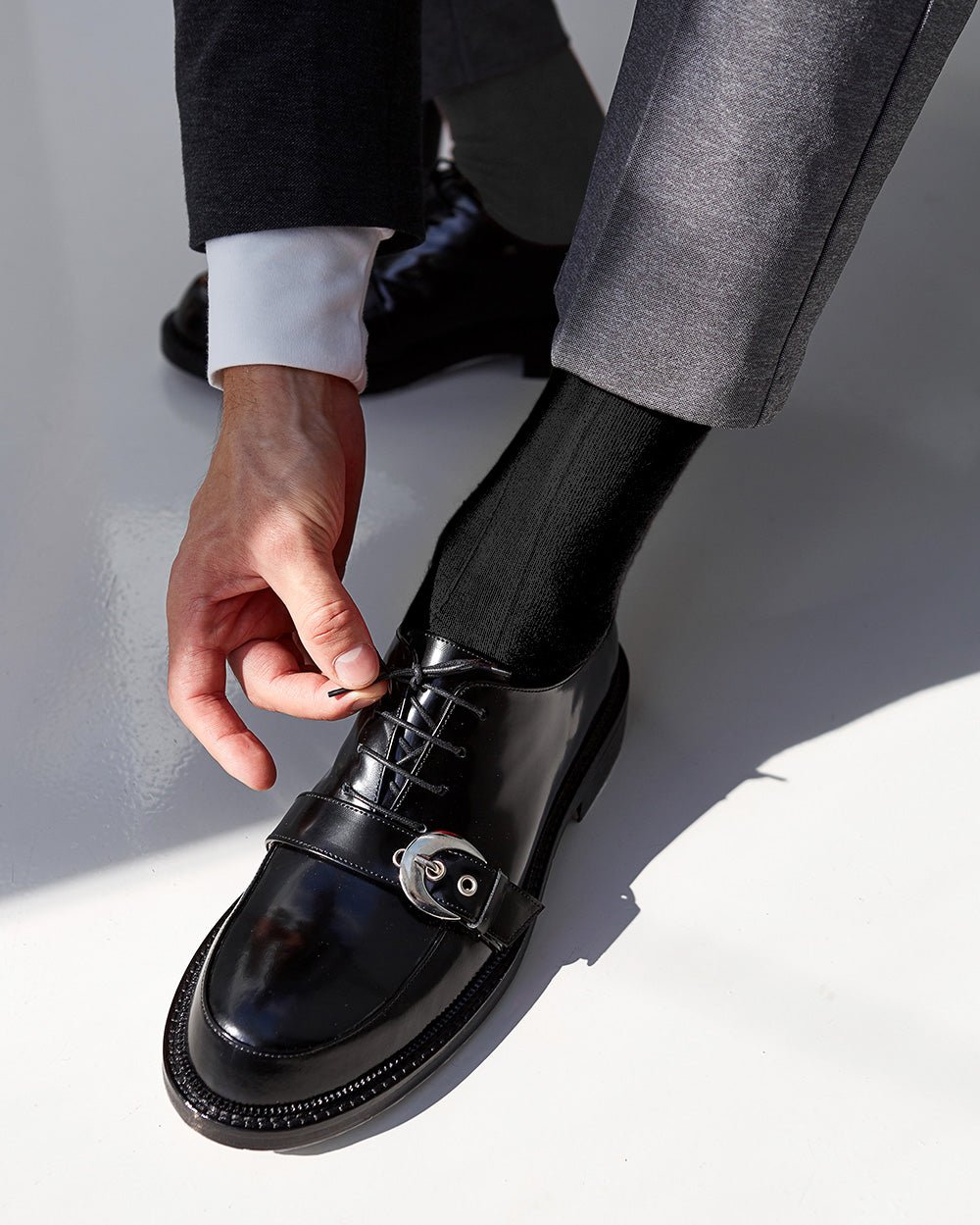 Vittorio Farina Men's Ribbed Shear Nylon Over The Calf Dress Socks - Suits You Sir - Black - 12