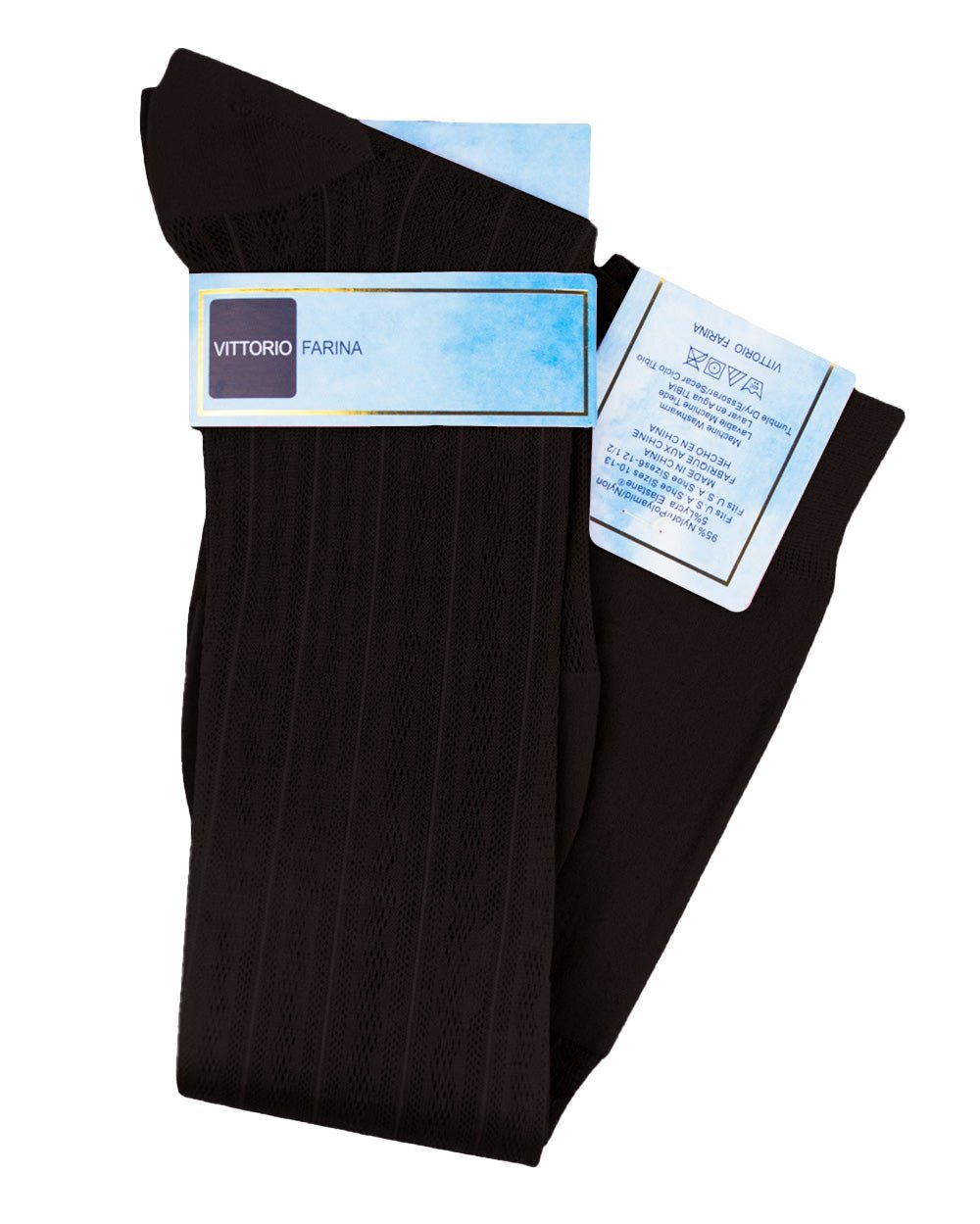 Vittorio Farina Men's Ribbed Shear Nylon Over The Calf Dress Socks - Suits You Sir - Brown - 12