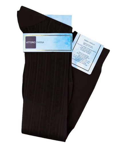 Vittorio Farina Men's Ribbed Shear Nylon Over The Calf Dress Socks - Suits You Sir - Brown - 3