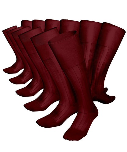 Vittorio Farina Men's Ribbed Shear Nylon Over The Calf Dress Socks - Suits You Sir - Burgundy - 12