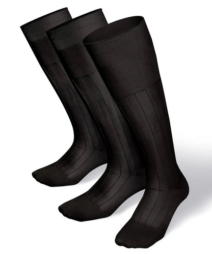Vittorio Farina Men's Ribbed Shear Nylon Over The Calf Dress Socks - Suits You Sir - Charcoal - 3