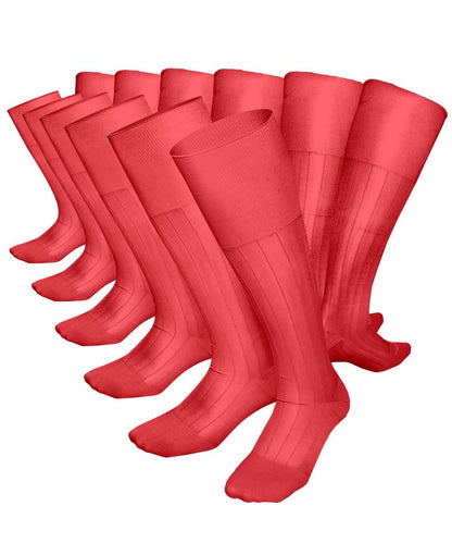 Vittorio Farina Men's Ribbed Shear Nylon Over The Calf Dress Socks - Suits You Sir - Coral - 12