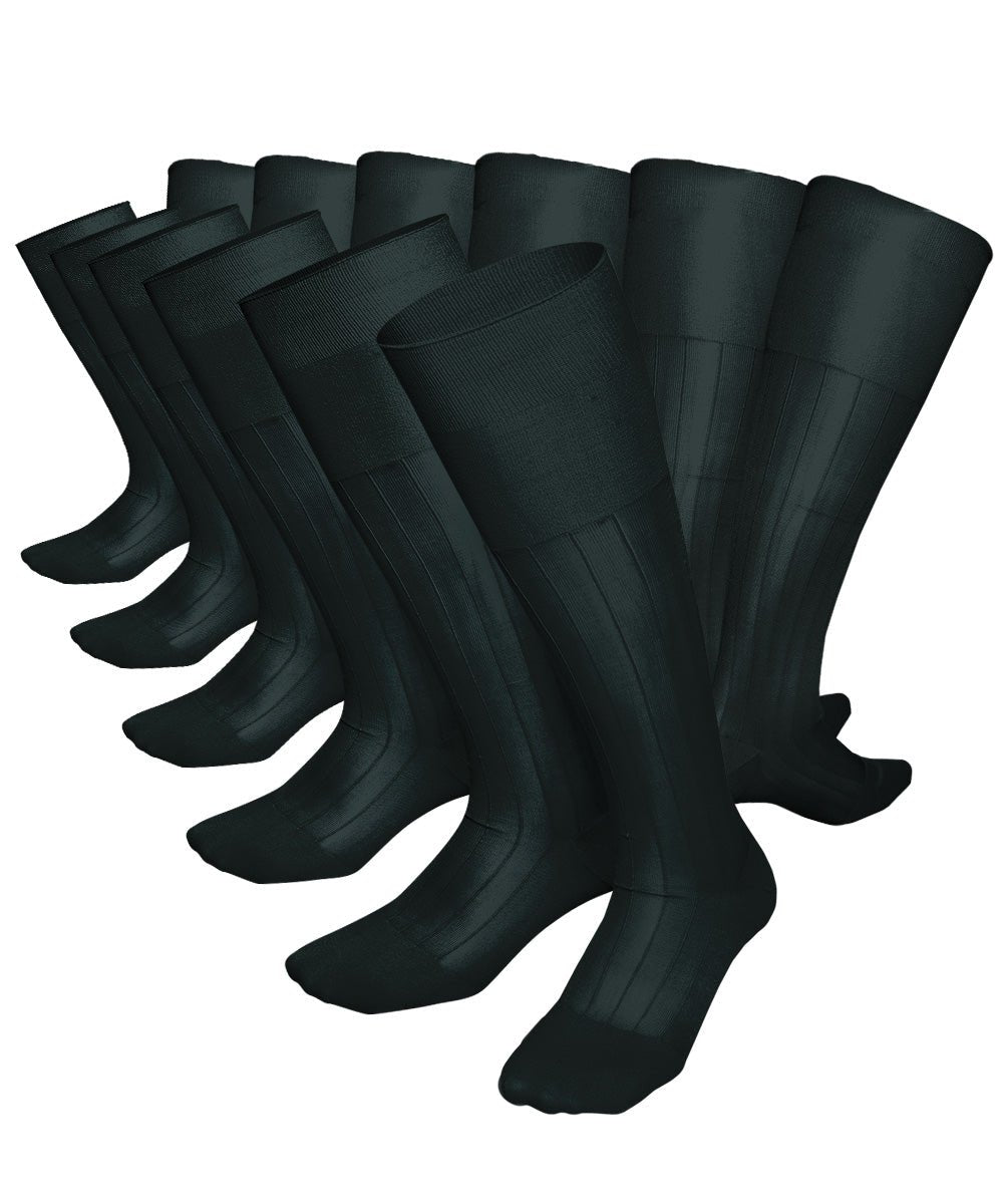 Vittorio Farina Men's Ribbed Shear Nylon Over The Calf Dress Socks - Suits You Sir - Hunter Green - 12