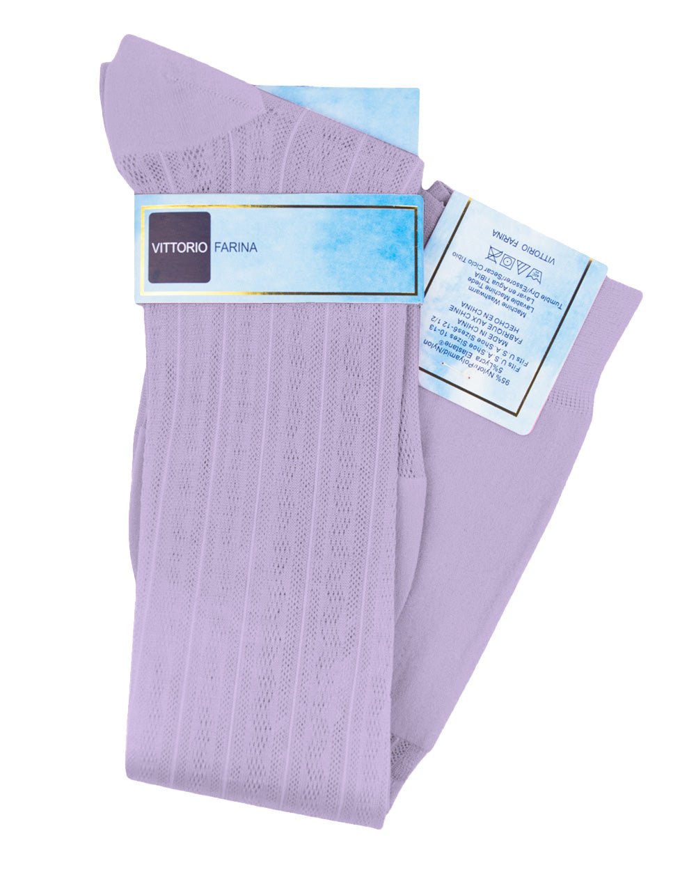 Vittorio Farina Men's Ribbed Shear Nylon Over The Calf Dress Socks - Suits You Sir - Ivory - 12