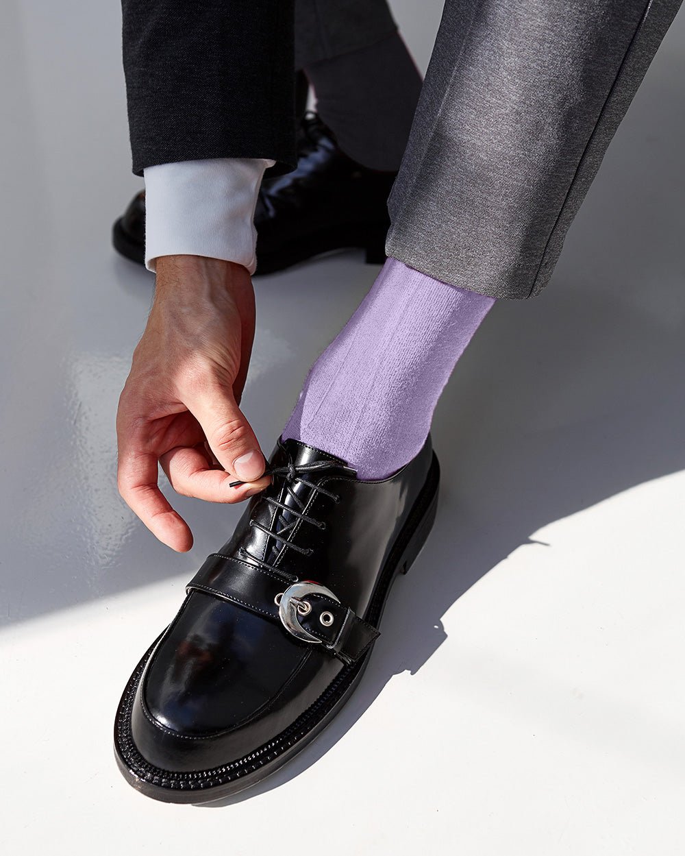 Vittorio Farina Men's Ribbed Shear Nylon Over The Calf Dress Socks - Suits You Sir - Ivory - 12