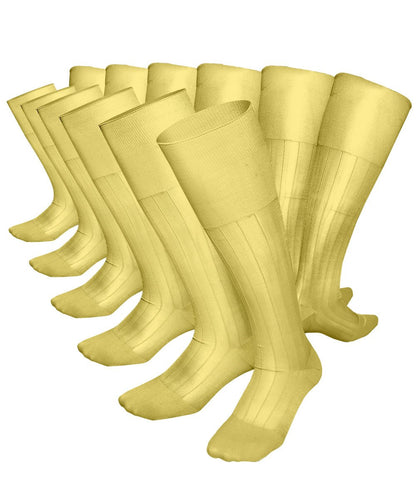 Vittorio Farina Men's Ribbed Shear Nylon Over The Calf Dress Socks - Suits You Sir - Maize - 12