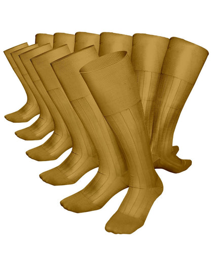 Vittorio Farina Men's Ribbed Shear Nylon Over The Calf Dress Socks - Suits You Sir - Mustard Yellow - 12