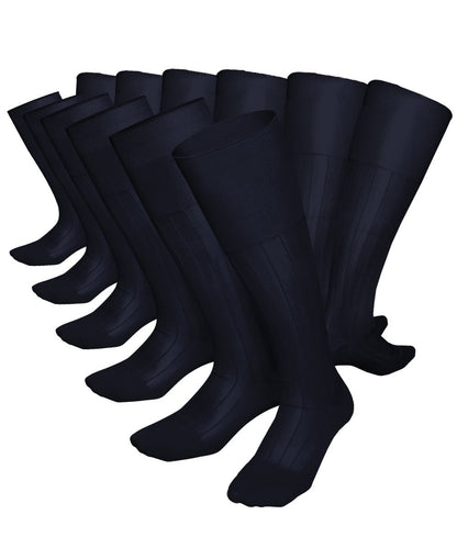 Vittorio Farina Men's Ribbed Shear Nylon Over The Calf Dress Socks - Suits You Sir - Navy Blue - 12