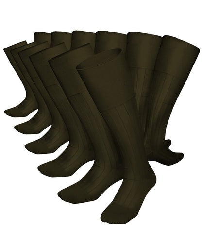 Vittorio Farina Men's Ribbed Shear Nylon Over The Calf Dress Socks - Suits You Sir - Olive Green - 12