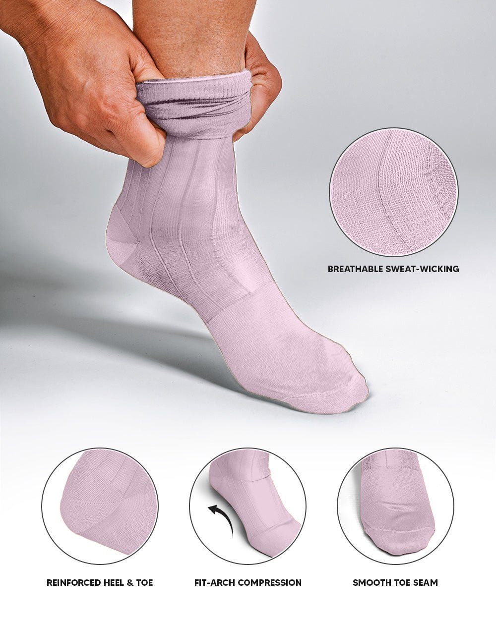 Vittorio Farina Men's Ribbed Shear Nylon Over The Calf Dress Socks - Suits You Sir - Pink - 12