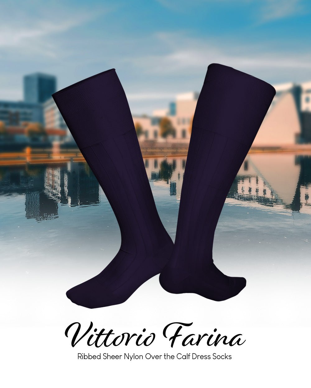 Vittorio Farina Men's Ribbed Shear Nylon Over The Calf Dress Socks - Suits You Sir - Pink - 12