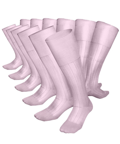 Vittorio Farina Men's Ribbed Shear Nylon Over The Calf Dress Socks - Suits You Sir - Pink - 12