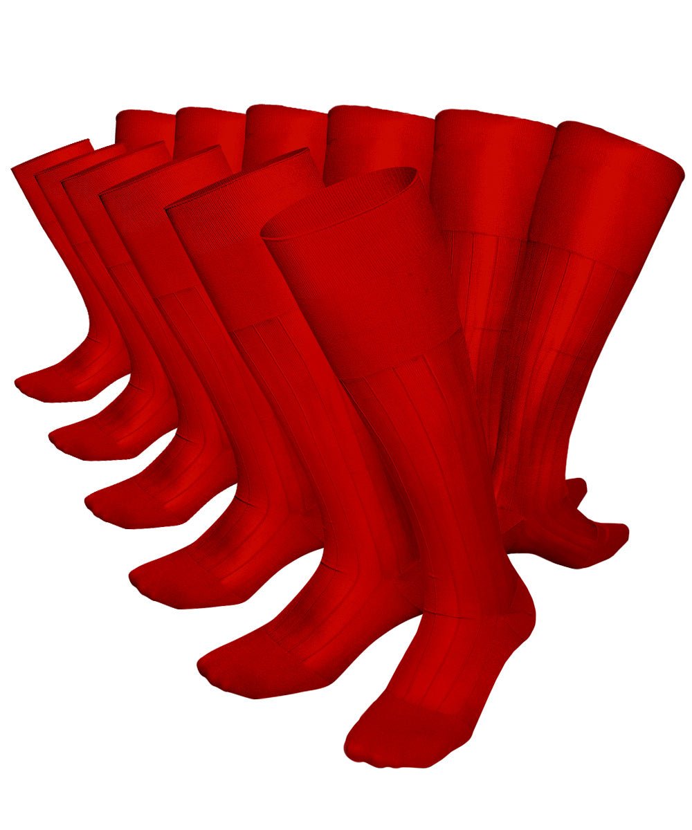 Vittorio Farina Men's Ribbed Shear Nylon Over The Calf Dress Socks - Suits You Sir - Red - 12