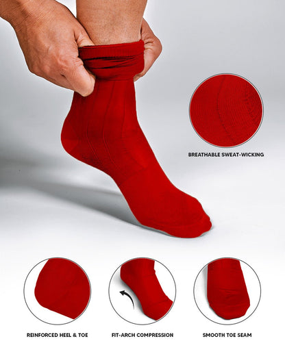 Vittorio Farina Men's Ribbed Shear Nylon Over The Calf Dress Socks - Suits You Sir - Red - 12