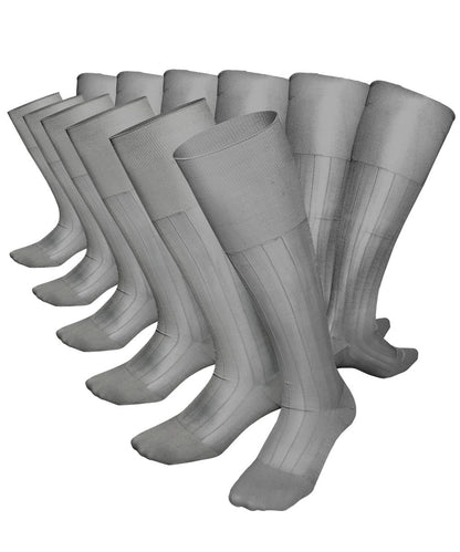 Vittorio Farina Men's Ribbed Shear Nylon Over The Calf Dress Socks - Suits You Sir - Silver - 12