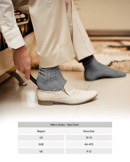 Vittorio Farina Men's Ribbed Shear Nylon Over The Calf Dress Socks - Suits You Sir - Silver - 12