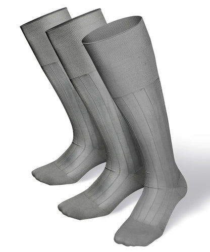 Vittorio Farina Men's Ribbed Shear Nylon Over The Calf Dress Socks - Suits You Sir - Silver - 3
