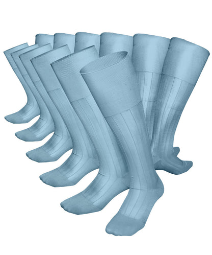 Vittorio Farina Men's Ribbed Shear Nylon Over The Calf Dress Socks - Suits You Sir - Sky Blue - 12