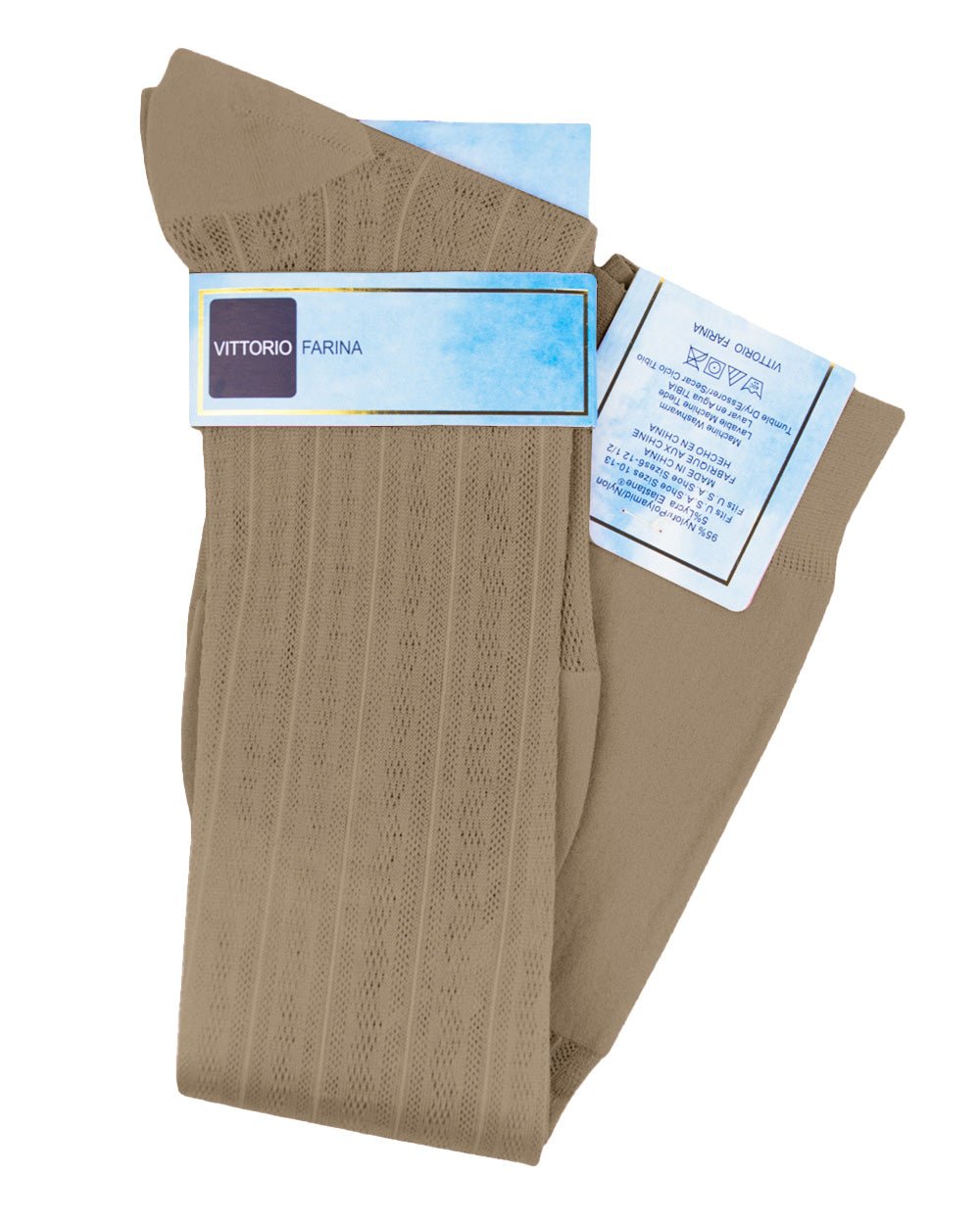 Vittorio Farina Men's Ribbed Shear Nylon Over The Calf Dress Socks - Suits You Sir - Sky Blue - 12