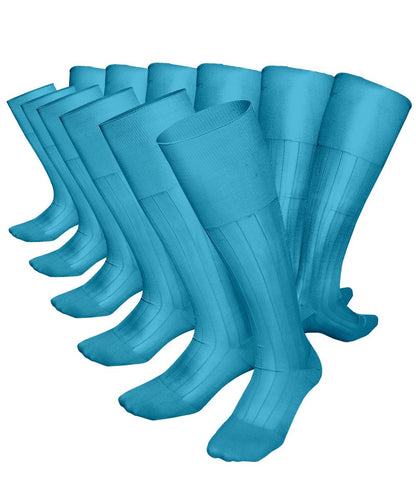 Vittorio Farina Men's Ribbed Shear Nylon Over The Calf Dress Socks - Suits You Sir - Sky Blue - 12