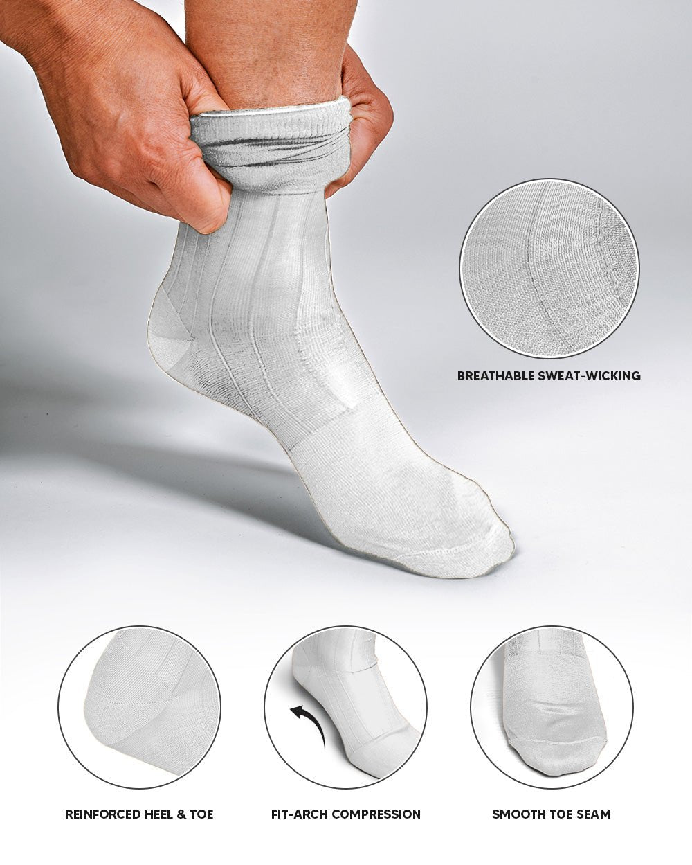 Vittorio Farina Men's Ribbed Shear Nylon Over The Calf Dress Socks - Suits You Sir - White - 12