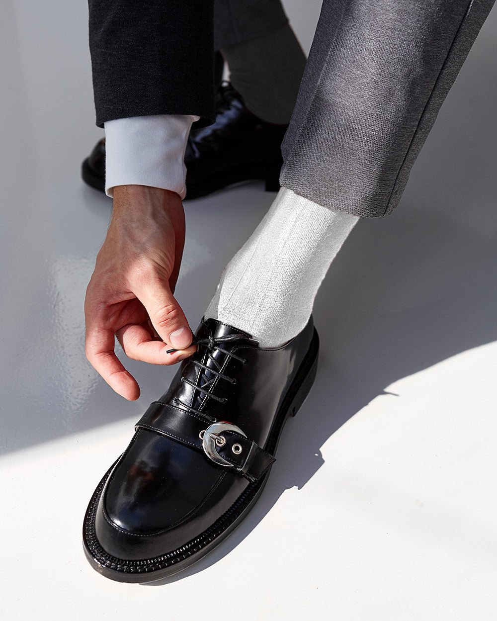 Vittorio Farina Men's Ribbed Shear Nylon Over The Calf Dress Socks - Suits You Sir - White - 12