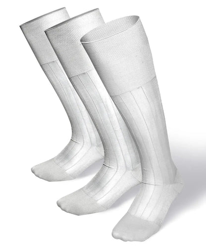Vittorio Farina Men's Ribbed Shear Nylon Over The Calf Dress Socks - Suits You Sir - White - 3