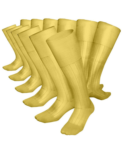 Vittorio Farina Men's Ribbed Shear Nylon Over The Calf Dress Socks - Suits You Sir - Yellow - 12