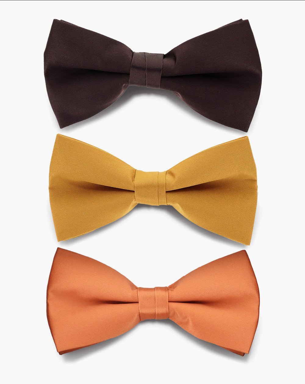 Vittorio Farina Men's Satin Bow Tie in Gift Box (Multipack) - Suits You Sir - Brown/Mustard/Burnt Orange - 