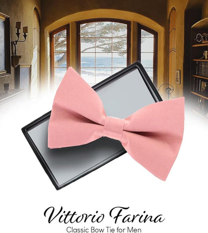 Vittorio Farina Men's Satin Bow Tie in Gift Box - Suits You Sir - Blush - 