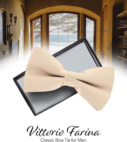 Vittorio Farina Men's Satin Bow Tie in Gift Box - Suits You Sir - Rose Gold - 