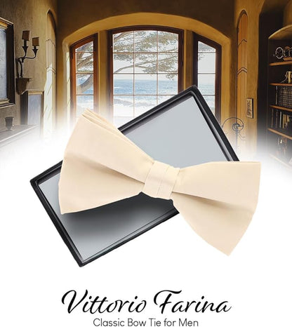 Vittorio Farina Men's Satin Bow Tie in Gift Box - Suits You Sir - Taupe - 