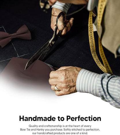 Vittorio Farina Men's Satin Bow Tie & Pocket Square in Gift Box - Suits You Sir - Brown - 